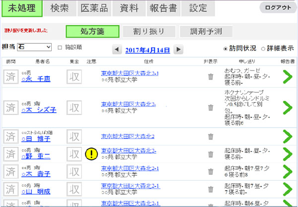 未訪問宅確認（住所クリックでgoogleマップ立ち上げ）